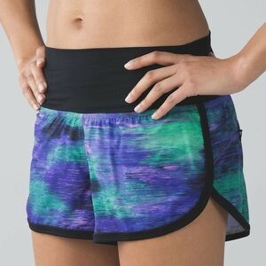 Lululemon Athletica  Purple and Green Rio Nights Multi Pattern Athletic Shorts